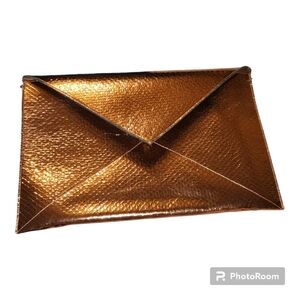 Ruza Rose Gold Envelope Leather Shoulder Bag